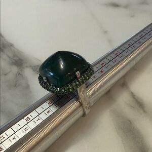 Carol Brodie Sterling silver Green Adventurine and Tsavorite ring, size 8